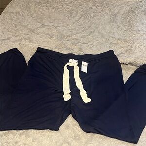 SOMA The Sunday Pant Size Medium Navy Blue Joggers with White Drawstring